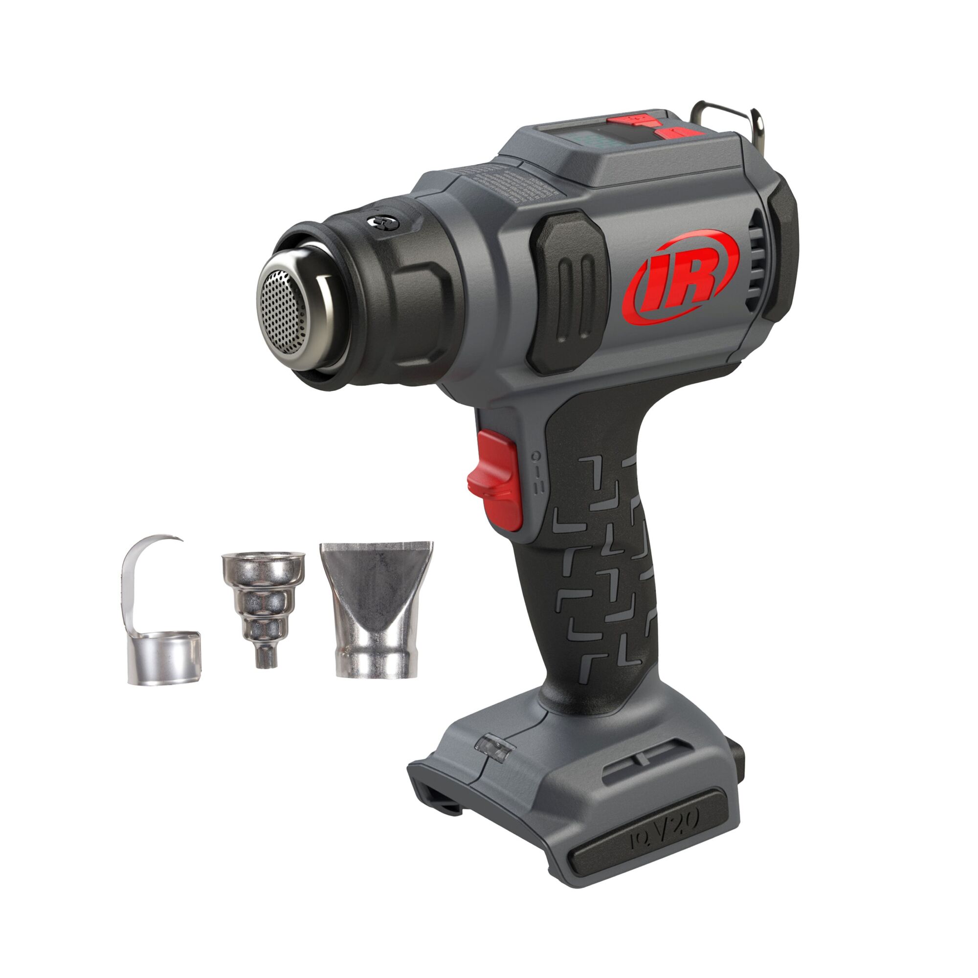 Ingersoll Rand IQV 20v Cordless Heat Gun, Tool Only, Adjustable Heat Settings 86-1022 Degrees F,Lighted LCD Display, 3 Custom Nozzles, Adjustable Air Speed, Lightweight, H3111